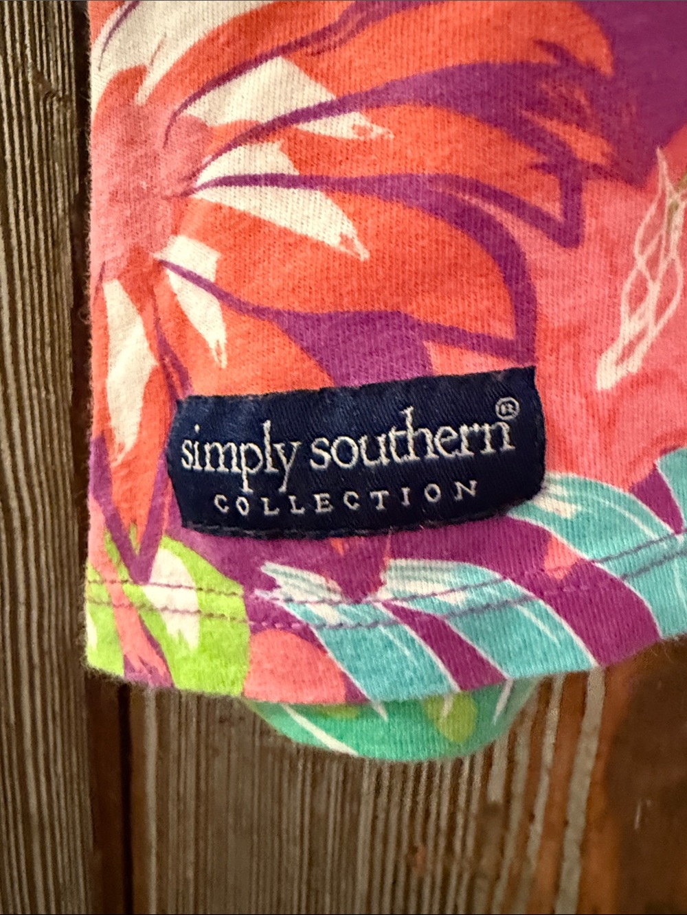 Simply Southern V-Neck Tee - Pink, Green & Turquoise - Picture 4 of 4
